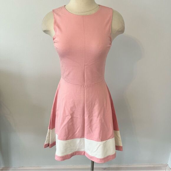 Aqua Bloomingdale’s Pink & White Color Block Sleeveless Dress Size Medium - Picture 3 of 8